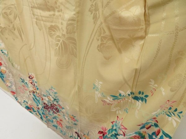 Photo4: 5702T01z760 Antique Japanese Kimono Silk TSUKESAGE Flowers Straw (4)