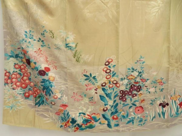 Photo5: 5702T01z760 Antique Japanese Kimono Silk TSUKESAGE Flowers Straw (5)