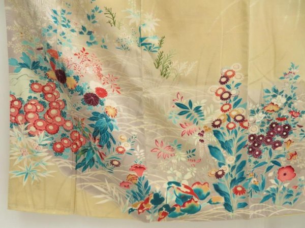 Photo6: 5702T01z760 Antique Japanese Kimono Silk TSUKESAGE Flowers Straw (6)