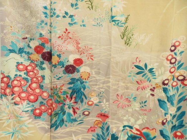 Photo8: 5702T01z760 Antique Japanese Kimono Silk TSUKESAGE Flowers Straw (8)