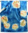 Photo1: 5702T02z1070 Vintage Japanese Kimono Silk FURISODE Chrysanthemum Dark blue (1)