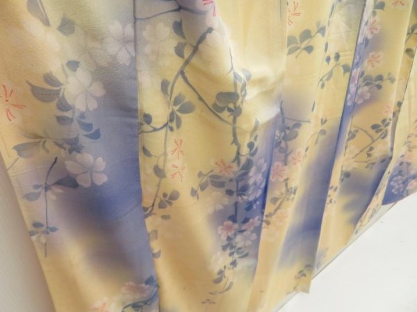 Photo3: 5702T03z540 Vintage Japanese Kimono Silk KOMON Flower Light cream (3)