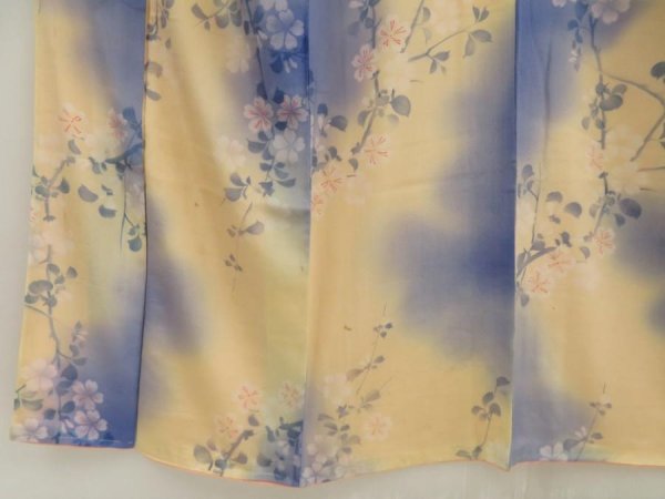 Photo4: 5702T03z540 Vintage Japanese Kimono Silk KOMON Flower Light cream (4)