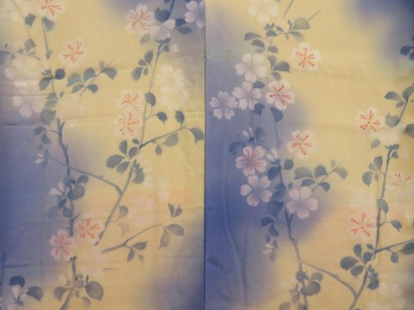 Photo5: 5702T03z540 Vintage Japanese Kimono Silk KOMON Flower Light cream (5)