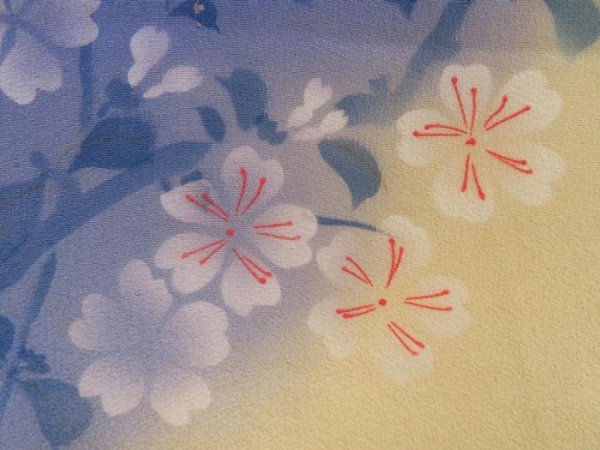 Photo7: 5702T03z540 Vintage Japanese Kimono Silk KOMON Flower Light cream (7)