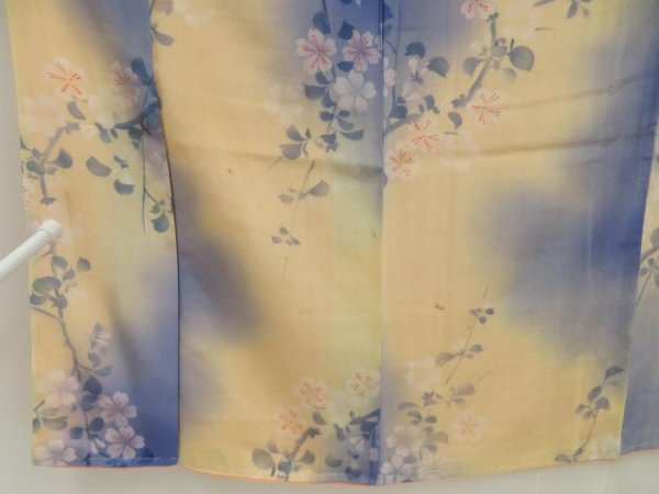 Photo8: 5702T03z540 Vintage Japanese Kimono Silk KOMON Flower Light cream (8)