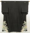 Photo1: 5702T05z500 Antique Japanese Kimono Silk TOMESODE Flying crane Black (1)