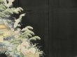 Photo8: 5702T05z500 Antique Japanese Kimono Silk TOMESODE Flying crane Black (8)