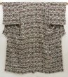 Photo1: 5702T07z760 Vintage Japanese Kimono Silk KOMON Leaves Off-white (1)