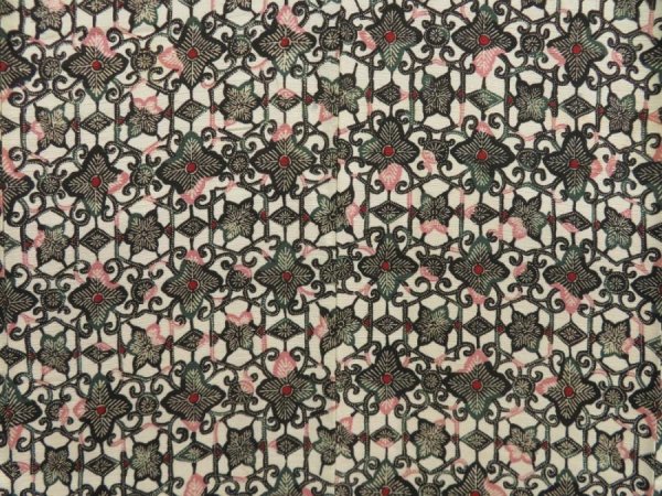 Photo5: 5702T07z760 Vintage Japanese Kimono Silk KOMON Leaves Off-white (5)