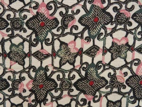 Photo6: 5702T07z760 Vintage Japanese Kimono Silk KOMON Leaves Off-white (6)