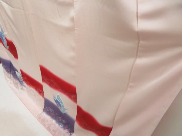 Photo4: 5702T09z930 Vintage Japanese Kimono Silk HIKIZURI MAIKO Butterfly (4)