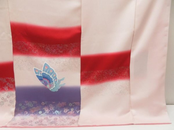 Photo7: 5702T09z930 Vintage Japanese Kimono Silk HIKIZURI MAIKO Butterfly (7)