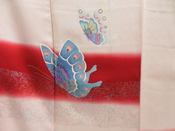 Photo8: 5702T09z930 Vintage Japanese Kimono Silk HIKIZURI MAIKO Butterfly (8)
