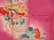 Photo6: 5702T10z570 Antique Japanese Kimono Silk IROTOMESODE Folding fan Dark pink (6)