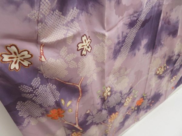 Photo3: 5702T12z760 Vintage Japanese Kimono Silk HOUMONGI Flower Light lavender (3)