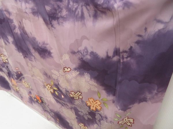 Photo4: 5702T12z760 Vintage Japanese Kimono Silk HOUMONGI Flower Light lavender (4)