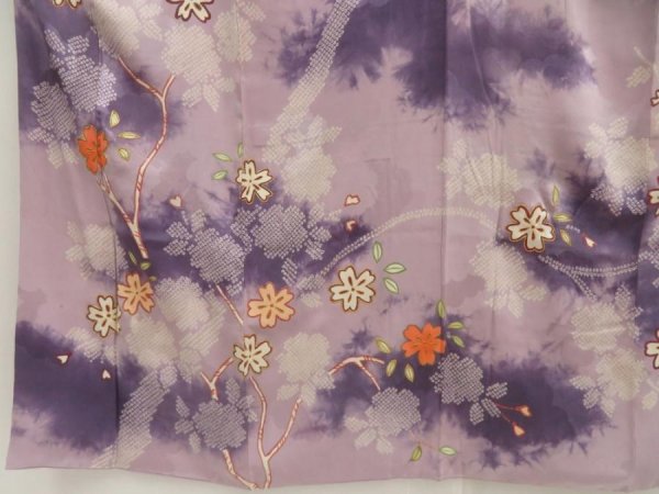Photo5: 5702T12z760 Vintage Japanese Kimono Silk HOUMONGI Flower Light lavender (5)
