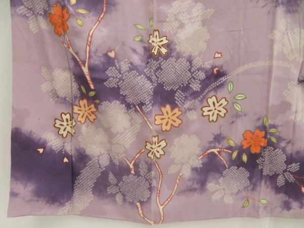 Photo6: 5702T12z760 Vintage Japanese Kimono Silk HOUMONGI Flower Light lavender (6)