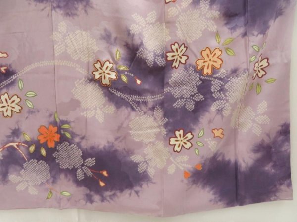 Photo7: 5702T12z760 Vintage Japanese Kimono Silk HOUMONGI Flower Light lavender (7)
