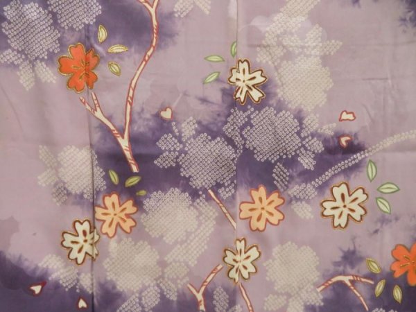 Photo8: 5702T12z760 Vintage Japanese Kimono Silk HOUMONGI Flower Light lavender (8)