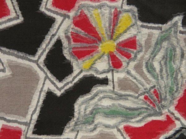 Photo4: 5703T01z510 Vintage Japanese Kimono Silk HAORI Flower Dark red (4)