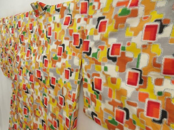 Photo2: 5703T02z400 Vintage Japanese Kimono Silk MEISEN HAORI  Orange (2)
