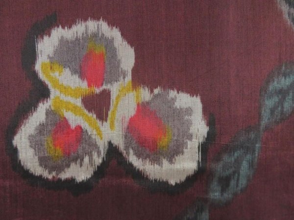 Photo4: 5703T03z420 Antique Japanese Kimono Silk MEISEN HAORI Flower Dark grape (4)