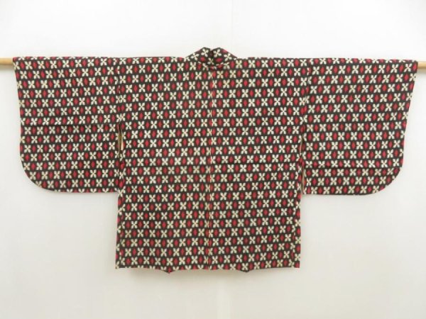 Photo1: 5703T05z330 Vintage Japanese Kimono Silk MEISEN HAORI  Black (1)
