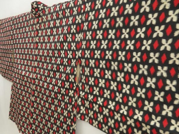 Photo2: 5703T05z330 Vintage Japanese Kimono Silk MEISEN HAORI  Black (2)