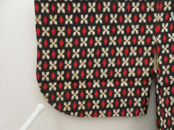 Photo7: 5703T05z330 Vintage Japanese Kimono Silk MEISEN HAORI  Black (7)