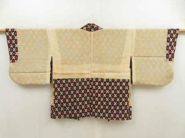 Photo8: 5703T05z330 Vintage Japanese Kimono Silk MEISEN HAORI  Black (8)