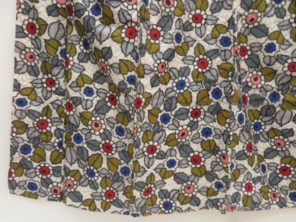 Photo4: 5703T07z670 Vintage Japanese Kimono Silk MEISEN KOMON Flower Light gray (4)