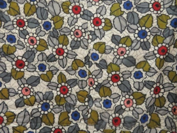 Photo5: 5703T07z670 Vintage Japanese Kimono Silk MEISEN KOMON Flower Light gray (5)