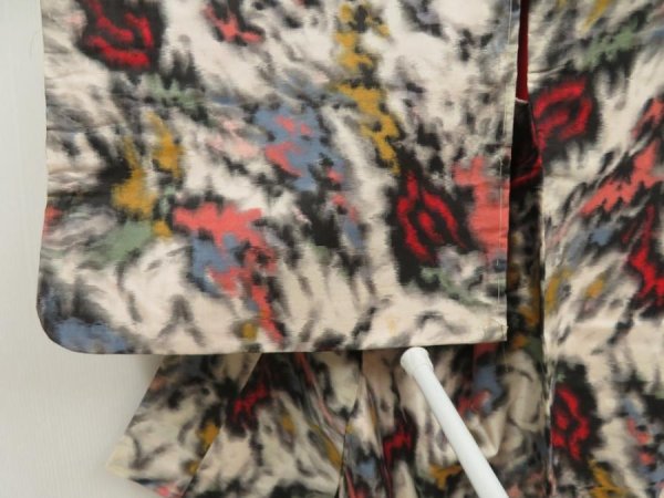 Photo7: 5703T10z730 Vintage Japanese Kimono Silk MEISEN KOMON  Off-white (7)