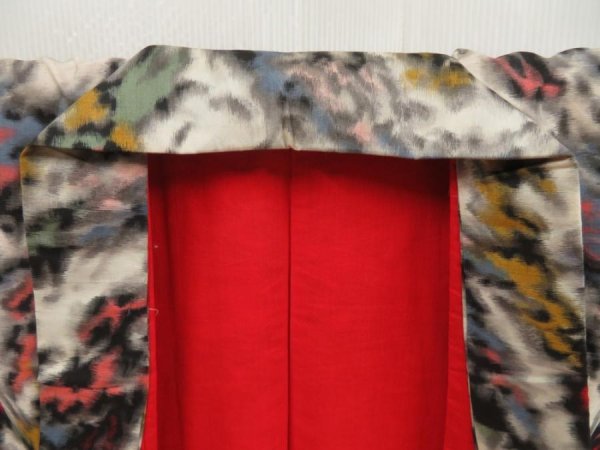 Photo8: 5703T10z730 Vintage Japanese Kimono Silk MEISEN KOMON  Off-white (8)