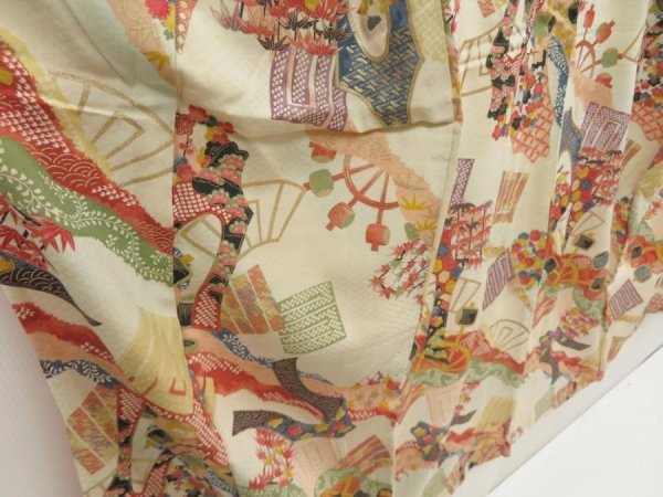 Photo3: 5703T12z670 Vintage Japanese Kimono Silk KOMON  Off-white (3)