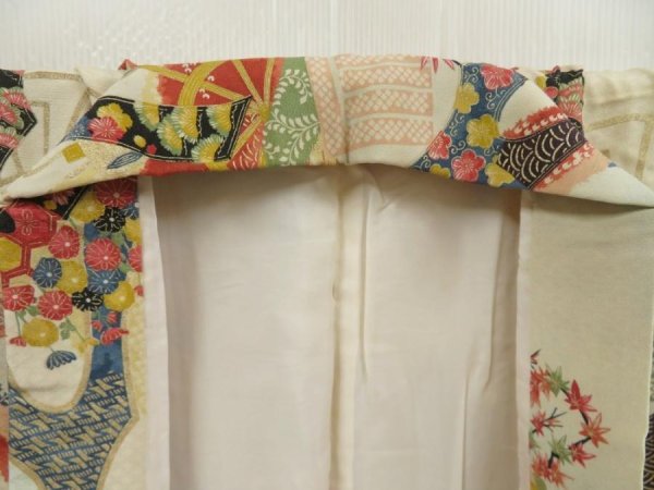 Photo7: 5703T12z670 Vintage Japanese Kimono Silk KOMON  Off-white (7)