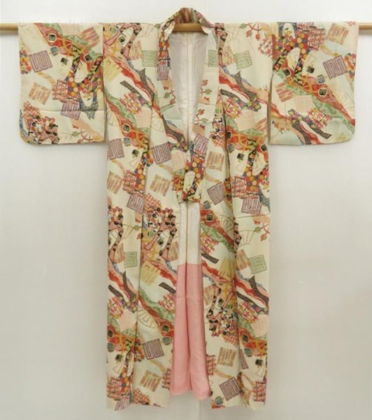 Photo8: 5703T12z670 Vintage Japanese Kimono Silk KOMON  Off-white (8)