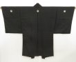 Photo1: 5705T01z350 Vintage Japanese Kimono Silk Men's See through RO HAORI Black (1)