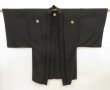 Photo2: 5705T01z350 Vintage Japanese Kimono Silk Men's See through RO HAORI Black (2)