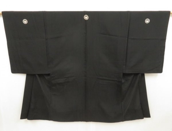 Photo4: 5705T01z350 Vintage Japanese Kimono Silk Men's See through RO HAORI Black (4)