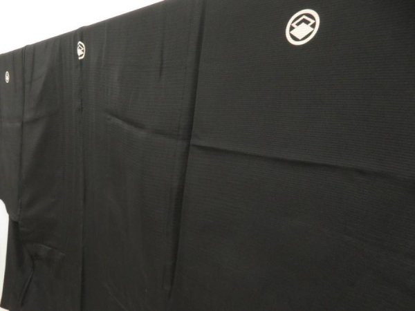 Photo5: 5705T01z350 Vintage Japanese Kimono Silk Men's See through RO HAORI Black (5)