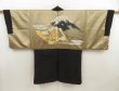 Photo1: 5705T02z620 Vintage Japanese Kimono Silk Men's HAORI Mt.Fuji Black (1)