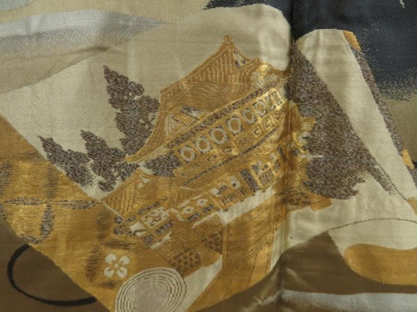 Photo4: 5705T02z620 Vintage Japanese Kimono Silk Men's HAORI Mt.Fuji Black (4)