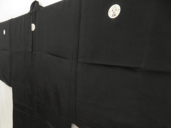 Photo6: 5705T02z620 Vintage Japanese Kimono Silk Men's HAORI Mt.Fuji Black (6)