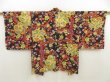 Photo1: 5705T04z490 Vintage Japanese Kimono Silk HAORI Plum blossom Black (1)