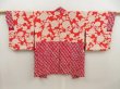 Photo2: 5705T06z330 Antique Japanese Kimono Silk SHIBORI HAORI  Red-Pink (2)