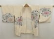 Photo7: 5705T09z570 Vintage Japanese Kimono Silk HAORI Flower Off-white (7)