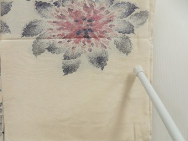 Photo8: 5705T09z570 Vintage Japanese Kimono Silk HAORI Flower Off-white (8)